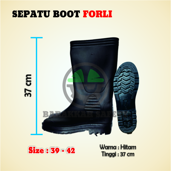 Sepatu Boot Karet FORLI (Hitam)