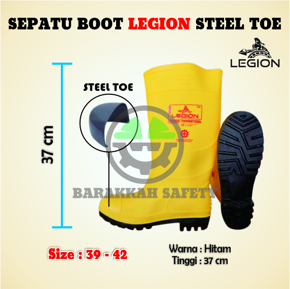 Sepatu Boot Karet LEGION Steel Toe (Kuning)